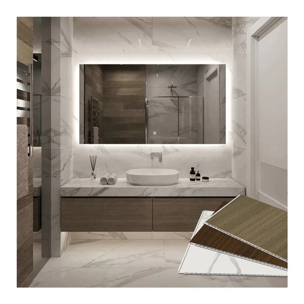 Grey Marble Panel Wall Mounted WPC Wall Panels for Shower Bathroom